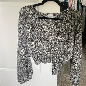 Princess polly cheetah shirt with tie-front